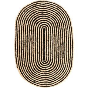 Natural Jute Rug, Bohemian Area Rug, Boho Décor Indoor Outdoor Rug, Handwoven Hallway Runner Rug for Entryway (Beige & Black, 5x8) in Saudi Arabia