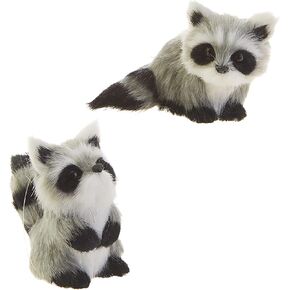Cutesy Black White Raccoon 3.5 inch Polyester Decorative Holiday Ornament, Set of 2