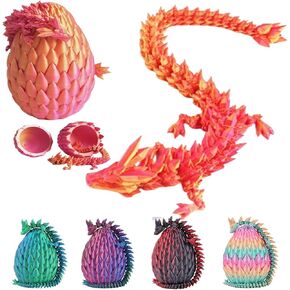 3D Printed Dragon,Dragon Eggs with Dragon Inside,Crystal Dragon,3D Printed Articulated Dragon, New Full Articulated Dragon Crystal Dragon with Dragon Egg, Easter Gifts (Laser Purple)