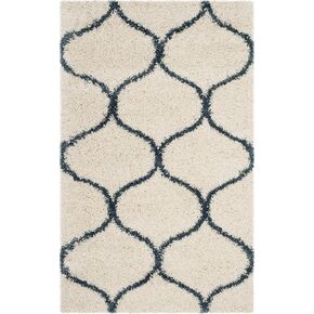 SAFAVIEH Hudson Shag Collection Accent Rug - 2'3" x 3'9", Ivory & Slate Blue, Non-Shedding & Easy Care, 2-inch Thick Ideal for High Traffic Areas in Entryway, Living Room, Bedroom (SGH280T)