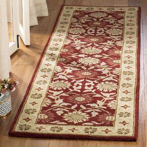 سجادة SAFAVIEH Heritage Collection - 2'3" x 8'، أحمر وبيج، صوف شرقي تقليدي مصنوع يدويًا، مثالية للمناطق ذات حركة المرور العالية في غرفة المعيشة وغرفة النوم (HG970A)