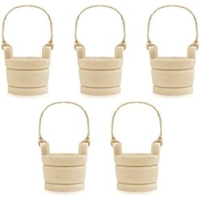 Miniature Wood Bucket Basket 0.9 Inches - Set/5, Small, Brown