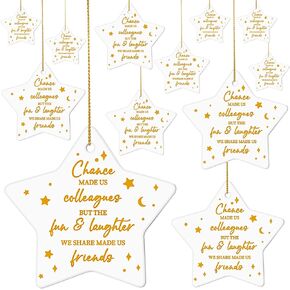 Suzile 12 Pcs Thank You Gifts Christmas Ornaments Star Shaped Team Gifts for Employees Volunteer Appreciation Gifts Hanging Ceramic Ornament for Women Men Coworker Graduation Friend (Thank You)