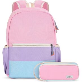 Aesthetic Backpack Set School Backpack Kindergarten Backpack with Pencil Case Kids Pencil Pouch School Supplies (Purple, Pink, Blue, Yellow)