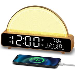 Sunrise Alarm Clock Wake Up Light withSunrise Simulation White Noise Machine Touch Control Bedside Lamps Colors Atmosphere Lamp Sleep Timer for Kid Adult 13 Nature Sounds
