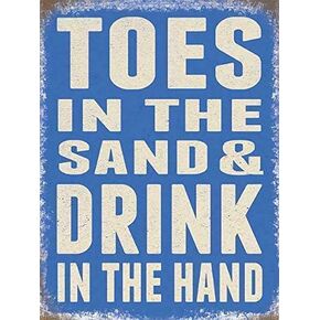 Sand Toes Beach Seaside Theme Retro Wall Decor Metal Tin Sign 8x12 Inch Vintage Bar Club Home Restaurant Kitchen Garage Or Gift