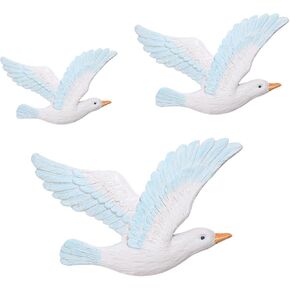 BESPORTBLE 3pcs Resin Birds Dove Wall Art Decorations ResinNautical Beach Seagulls Ornaments for Garden Coastal Wall Sculptures Decorations