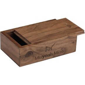 Wood Box, Small Wooden Box with Slide Lid for Gift Jewelry Box, DIY Art Craft, Hobbies, Home Storage(Walnut Wood,3.1"x1.9"x0.95")