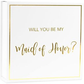 Andaz Press Gold Foil Will You Be My Maid of Honor Proposal Box Set of 1, Bridal Party Proposal Ideas, Maid of Honor Proposal Ideas for Bridesmaid Bridal Shower Bachelorette