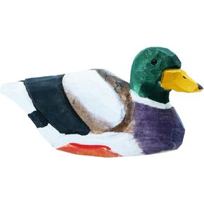 Wooden Mallard Duck Figurine Decoys Statue Small Animals Hunting Decor Gifts 3.8 * 1.1 * 1.8in Hand-Carved