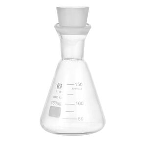 PATIKIL Erlenmeyer Flask, 500ml 16.9oz Narrow Mouth Graduated Flasks with Silicone Stopper Borosilicate Glass Flasks with Printed Graduation for Lab Experiment Chemistry Science
