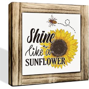 Shine Like A Sunflower Sign, Summer Decor Sign, Decorative Plaque Box Sign, Inspirational Sunflower Decor, Summer Table Decoration, Floral Home Decor, Office Desk Decor, Coffee Bar Decor