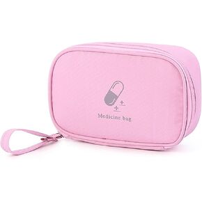 Small Empty First Aid Bag with Handle, Mini First Aid Kit Travel Bag Zippered Medical Storage Bag Portable for Home Outdoor Travel Camping Hiking, Pink
