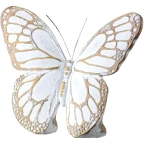 The Bridge Collection 7.5" White Washed Butterfly Figurines - White Home Decor - Butterflies for Cottage, Spring, or Garden Decor