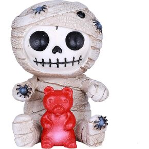 SUMMIT COLLECTION Furrybones Mummy Signature Skeleton in White Bandaged Egyptian Corpse Costume with a Red Gummy Bear