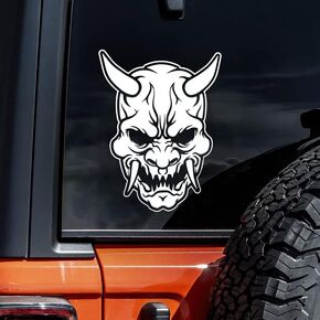 Oni Demon Scary Funny Devil Vinyl Decal Sticker 6x5 Inches Demon Decals for Car Windows Bumper Trucks Windows Adults Water Bottles Men Motorcycles