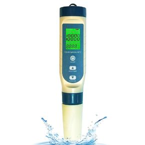 Pool Salt Tester & PH Meter, Digital Salinity Meter and PH Tester for Pool Salt Water and Drinking Water, 5 in 1 Salinity PH Temp EC and TDS Meter Pool Hydroponics Lab Waterproof Monitoring Device