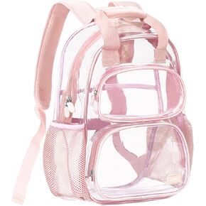 deli Clear Backpack for School, Heavy Duty PVC Transparent Bookbag for Boys and Girls, See Through Backpack for College Work Travel, Grey