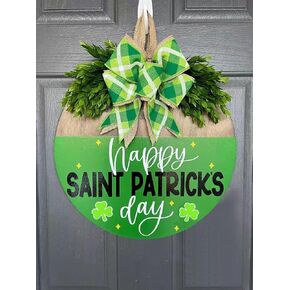 علامة إكليل الترحيب بيوم القديس باتريك، زينة عيد القديس باتريك للباب الأمامي، علامة ترحيب خشبية معلقة مع القوس والشمروخ لقضاء العطلات في مزرعة ريفية ديكور نافذة الجدار الخارجي (مرحبًا) in Kuwait