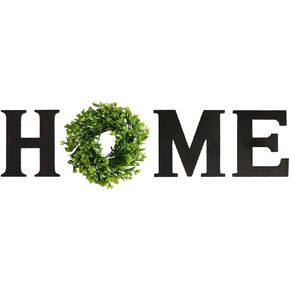 Alnicov 11.8inch Wooden“Home Sign "Wall Hanging Wood Letters with Artificial Wreath for Living Room Bedroom Kitchen Doorway Wall Décor