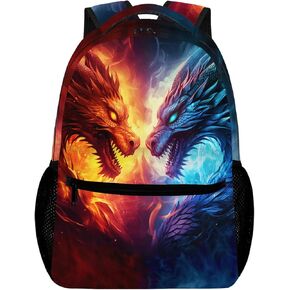 التنين حقيبة الظهر الأزرق الأحمر النار التنين على ظهره للمراهقين أطفال بنين بنات، التنين المدرسة حقيبة كمبيوتر محمول، الوحش الحيوان مقاومة للماء السفر Daypack الكمبيوتر لطلاب المرحلة الابتدائية المتوسطة in Kuwait