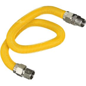 GUHDZD3436Q 36" Flexible Yellow Epoxy Coated Gas Line Connector with 1" O.D. and 3/4'' FIP x 3/4'' MIP Fittings, Stainless Steel