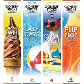Gonesh Scents of Summer - Incense Sticks Variety Pack - Non-Toxic 10" Slow Burn Aromatic Sticks - Summer Swirl, Flip Flop, Cool Pooch, Lazy Days - 30 Sticks Each