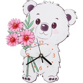 Flower Shaped Wall Clock Modern Silent Wall Hanging Clock Daisy Flower Shaped Decorative Clocks for Office Living Room Bedroom Home 11.8in Beige