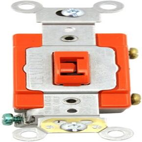 Leviton 1221-2RL 20-Amp, 120/277-Volt, Toggle Locking Single-Pole AC Quiet Switch, Extra Heavy Duty Spec Grade, Red