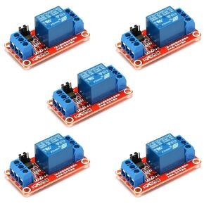 5Pcs 1 Channel 5V Relay Module with Optocoupler Isolation Supports High or Low Level Trigger 1-Way 5V Red Board Expansion Board
