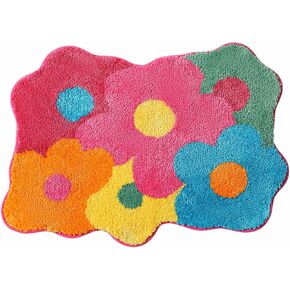 Flower Bath Mat, Cute Funny Colorful Bathroom Rugs Microfiber Absorbent Non Slip Bath Rug for Girls Women Shower, Bedroom Decor, Machine Washable, 20IN x 29.53IN
