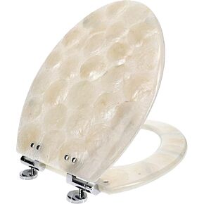 Home+Solutions Deluxe Resin Oyster Shell Decorative Elongated Toilet Seat - Coastal Decor, Beach House, Oyster Shell, No Slam Toilet, Slow Close, Resin Elongated Toilet Seats