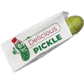 Durable, Retro Design 6.5 in Dill Pickle Bag 200 Pack. Turn Your Party into a Carnival with Classic Vintage Paper Snack Sacks That Keep Pickles Fresh. Mess-Free Bags for Fundraiser or Concession Stand