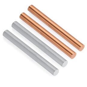 4PCS Pure Copper Zinc Rod, 99.99% High Purity Solid Copper Zinc Bar, Metal Round Rod with 100 mm Length and 10 mm Diameter for Electroplating, Metal DIY Craft Project (2 Copper, 2 Zinc)