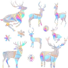 Anti Collision Window Decals for Bird Strikes，30 Pieces Deer Style Rainbow Window clings for Bird Window Strike Prevention,Rainbow Window Stickers to Save Bird Strikes No Glue Required