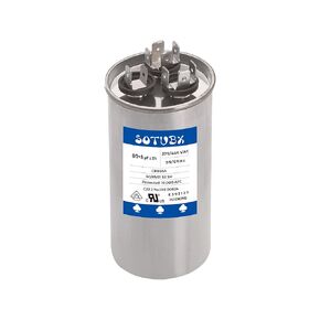 80/5 uF 370/440VAC Dual Run Round A/C Capacitor CBB65 CBB65B CBB65A Air Conditioner Capacitors 80+5 MFD 370VAC / 440VAC 450VAC for AC Unit Fan Motor Start/Heat Pump/Condenser Straight Cool