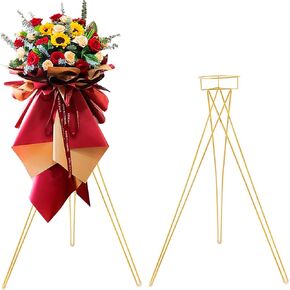 2 Pcs Gold Flower Stand Display -41.3" Tall Flower Arrangement Stand, Metal Flower Pot Holder Rack for Wedding Centerpieces Opening Party Reception Aisle