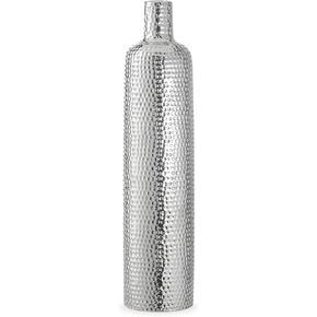 مزهرية فضية من توري وتاغوس هيليو للزهور - مزهرية مقاس 19 بوصة مع غمازات مزخرفة، مزهرية سيراميك مصنوعة يدويًا ومزهرية طاولة فضية للديكور المركزي، مزهرية زهرة عنق الزجاجة كديكور زفاف (4.5 × 19.5) in Kuwait