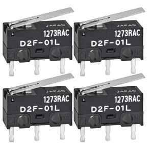 D2F-01L Microswitch (حزمة من 4) - SPDT 100mA 30Vdc Snap-Action PC Mount Lever Switch، مفاتيح الحد الأصلية