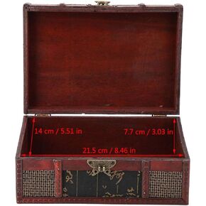 Garosa Decorative Treasure Box, Vintage Wooden Large Desktop Storage Boxes for Books Jewelry Document Stash, Without Lock(#1)