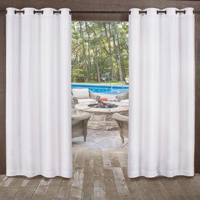 Exclusive Home Miami Semi-Sheer Textured Indoor/Outdoor Grommet Top Curtain Panel, 54"x96", Winter White, Set of 2