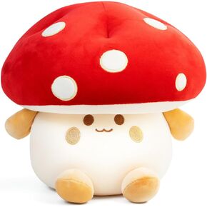 Plush Mushroom 12 inch Cuddly Stuffed Mushroom Pillow Stuffed Toy Birthday Present Halloween Toy for Boys and Girls