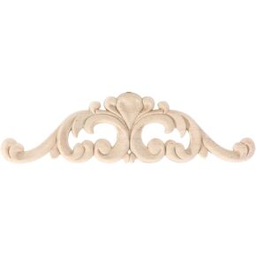 Long Wood Appliques European Style Wood Carved Onlay Appliques Wood Carving Decal Unpainted Furniture Wood Carved Onlay for Bed Door Cabinet(10,50x10cm/19.69x3.94inch)