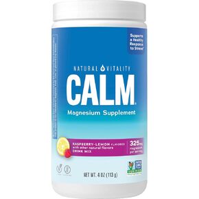 Natural Vitality Calm, Magnesium Citrate Supplement, Anti-Stress Drink Mix Powder, Gluten Free, Vegan, & Non-GMO, Raspberry Lemon, 4 oz in Kuwait