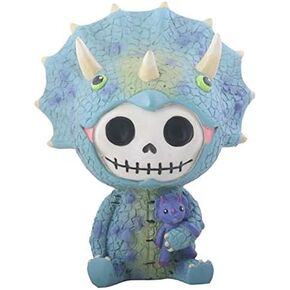 SUMMIT COLLECTION Furrybones Spike Signature Skeleton in Triceratops Costume with Purple Dinosaur Doll