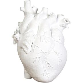 مزهرية مبتكرة، تمثال راتينج على شكل قلب تشريحي، ديكور مكتبي حديث لغرفة المعيشة وغرفة المعيشة، أبيض 11.5 × 8 × 16.5 سم in Kuwait