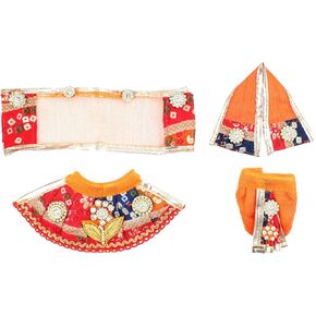 Laxmi Ganesh Dress vastra Poshak Cloth Lehenga Chunari Dhoti Puja Item samgari Radha Krishna Dress for Laxmi Ganesh Durga Devi Idol Statues Indian Traditional Festival(Size:-2")(Colour:-Multicolour)