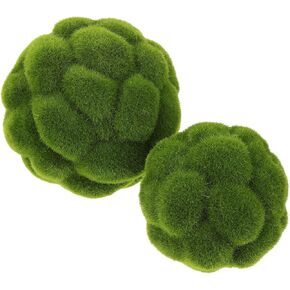 Cabilock Artificial Plant Moss Balls 2pcs Decorative Faux Dried Moss Balls Simulated Moss Balls Artificial Green Plant Mossy Globes Greenery Balls for Garden Wedding Party(10cm+12cm)