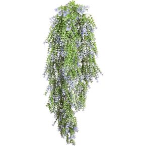 ECOOPTS 1 Pc Artificial Branches Fake Hanging Plants Artificial Hanging Greenery Plant Fake Leaves for Wall Home Garden Indoor and Outdoor Decoration (Green Light Purple)