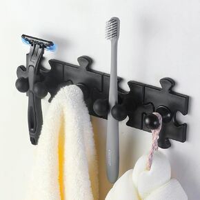 Self Adhesive Hooks, Toothbrush Holders for Hanging Towel Key Clothes Cable Razor, Silicone Decoration Puzzle Hook, Functional Utility Holder for Kitchen Bathroom Home Office(8pcs Grey)